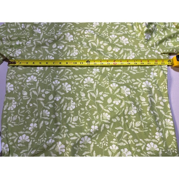 Style & Co. Womens Plus Size 4X Essential Elbow Sleeve Tee Green Floral Cotton - Picture 5 of 9